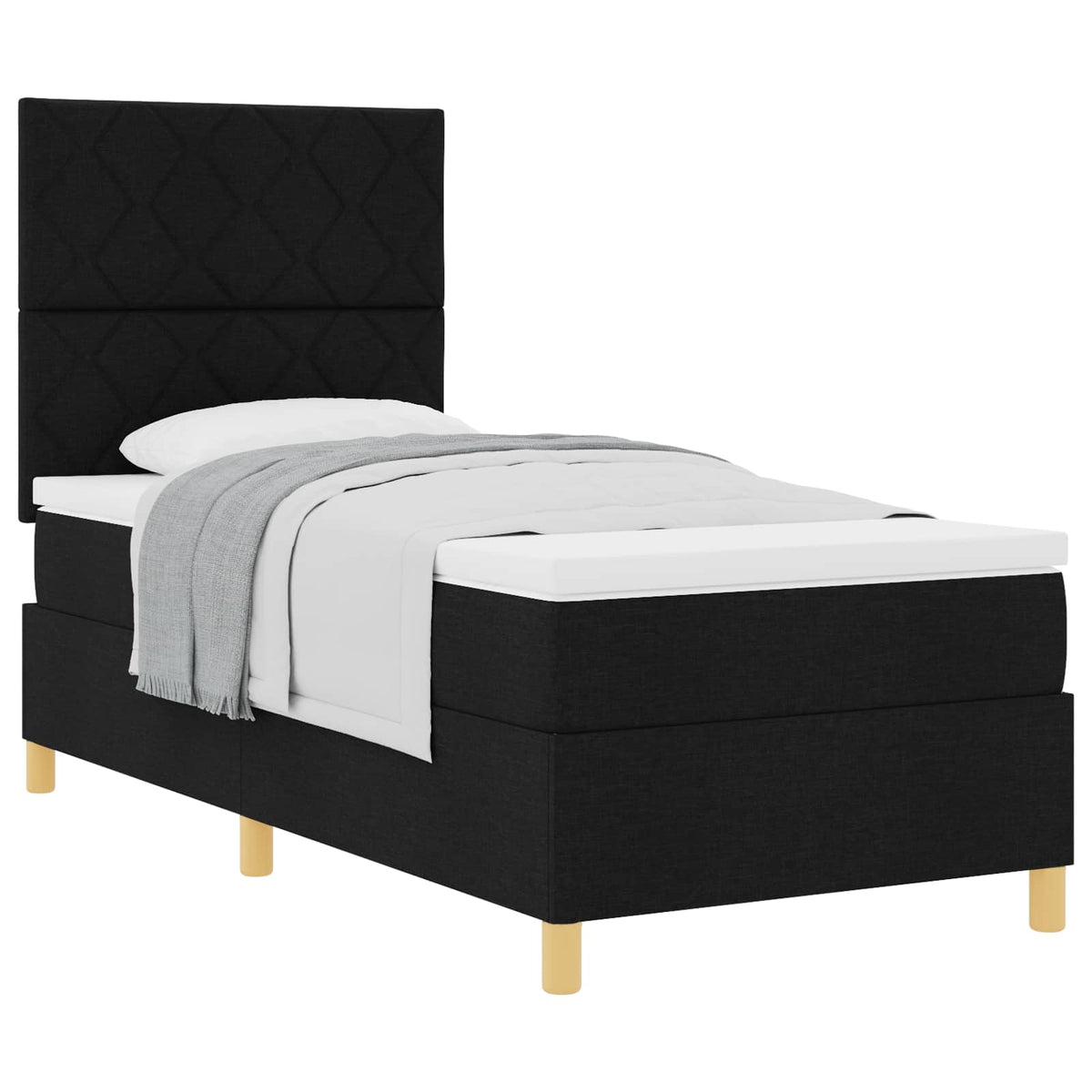 Letto a molle con testiera Nero 90 x 200 cm Tessuto | homemem39
