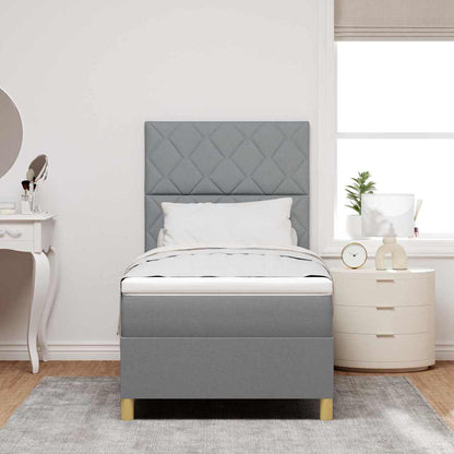 Letto a molle con testiera Grigio chiaro 100 x 200 cm Tessuto
