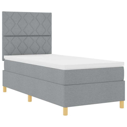 Letto a molle con testiera Grigio chiaro 100 x 200 cm Tessuto