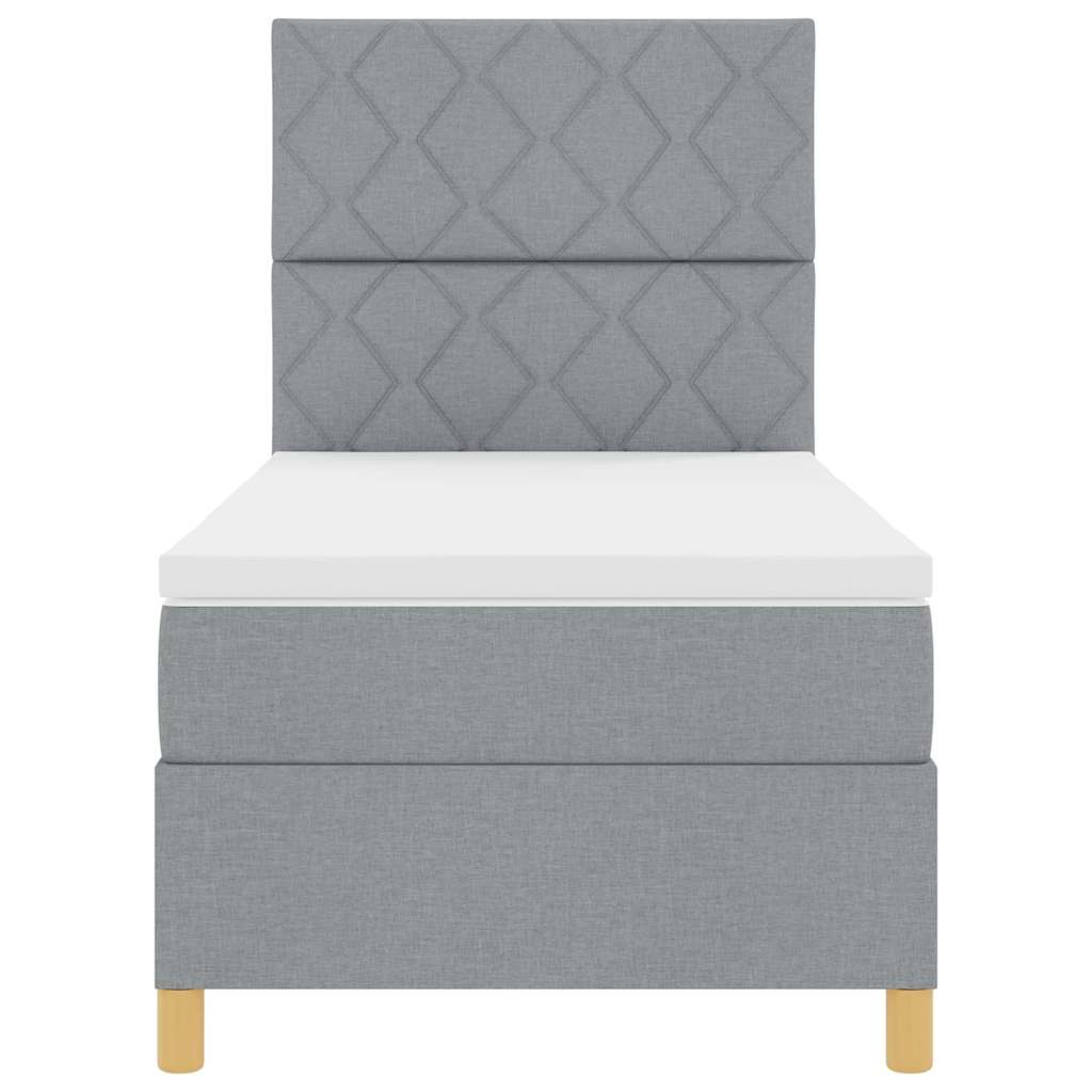 Letto a molle con testiera Grigio chiaro 100 x 200 cm Tessuto