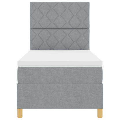 Letto a molle con testiera Grigio chiaro 100 x 200 cm Tessuto