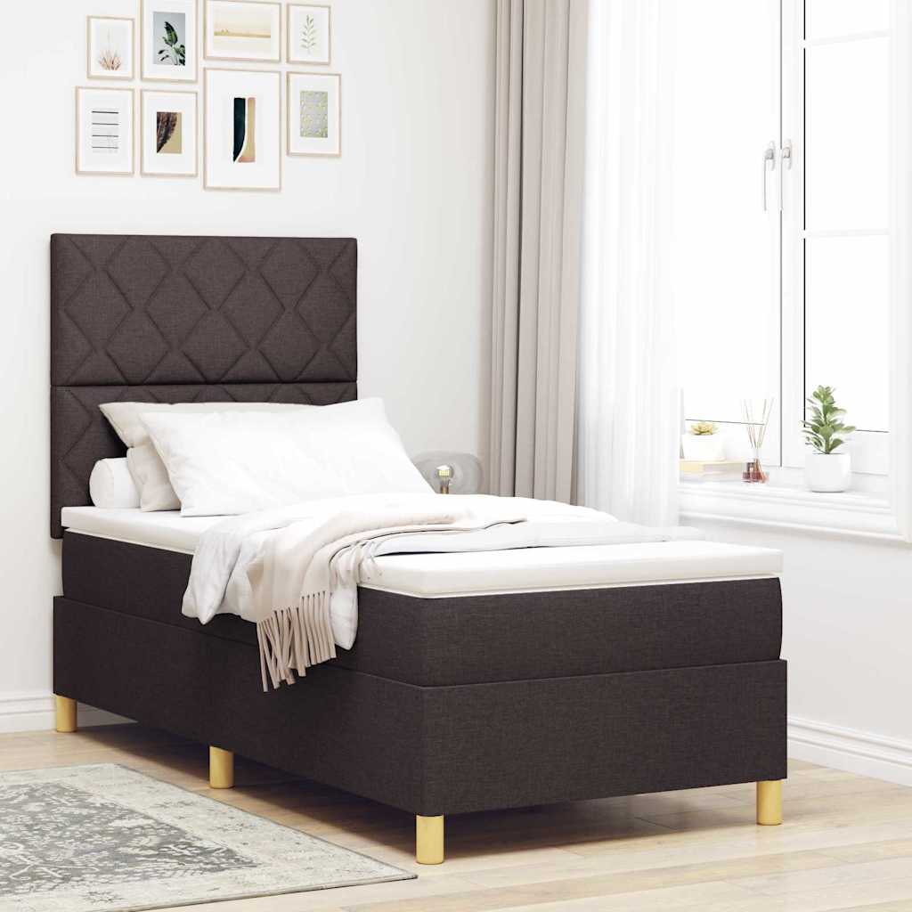 Letto a molle con testiera Marrone Scuro 100 x 200 cm Tessuto | homemem39
