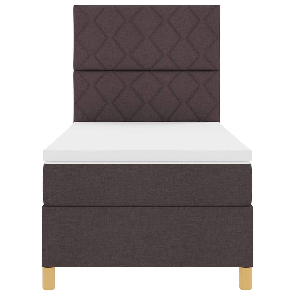 Letto a molle con testiera Marrone Scuro 100 x 200 cm Tessuto | homemem39