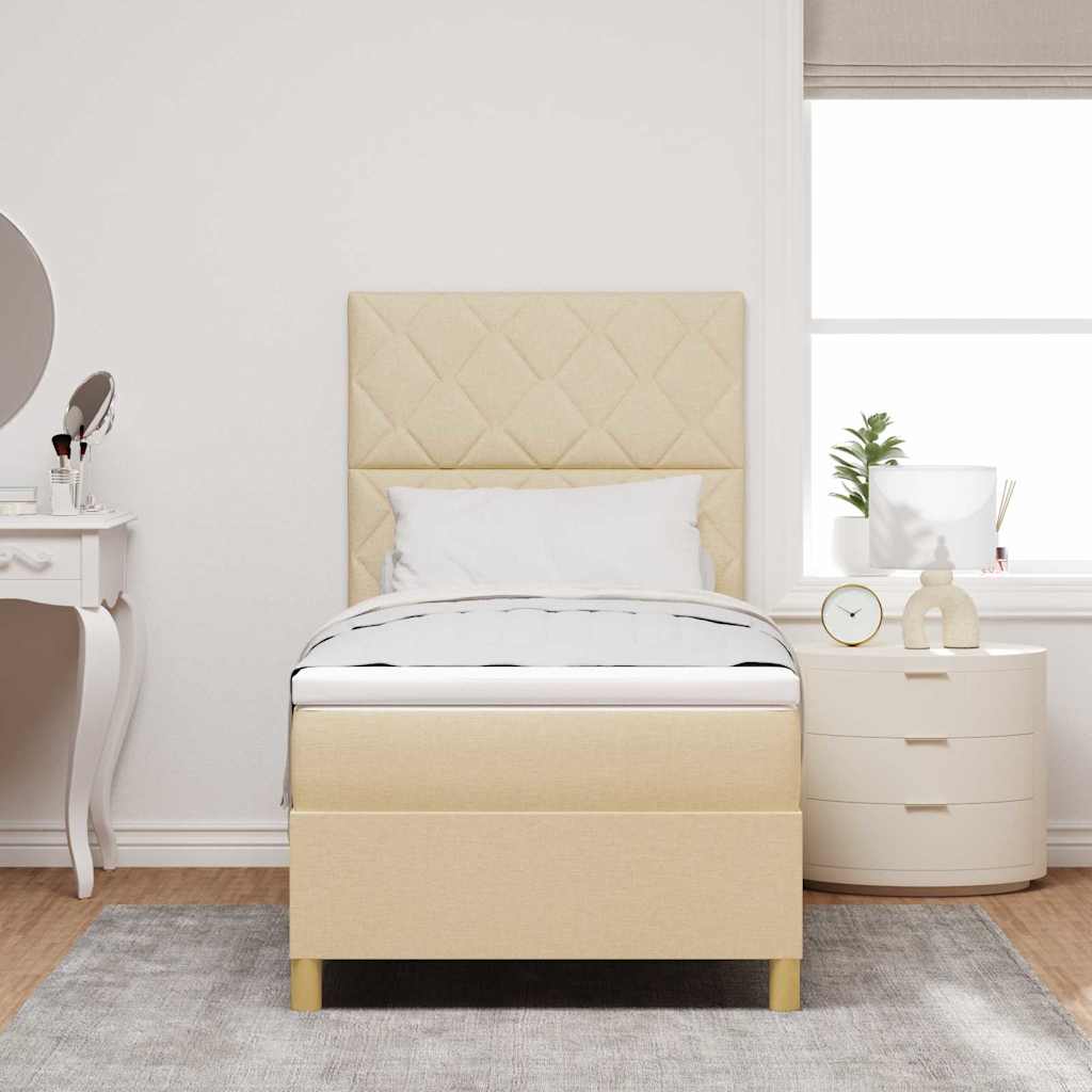 Letto a molle con testiera Crema 100 x 200 cm Tessuto | homemem39