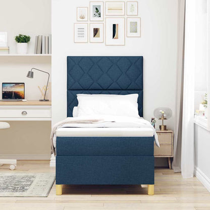 Letto a molle con testiera Blu 100 x 200 cm Tessuto | homemem39