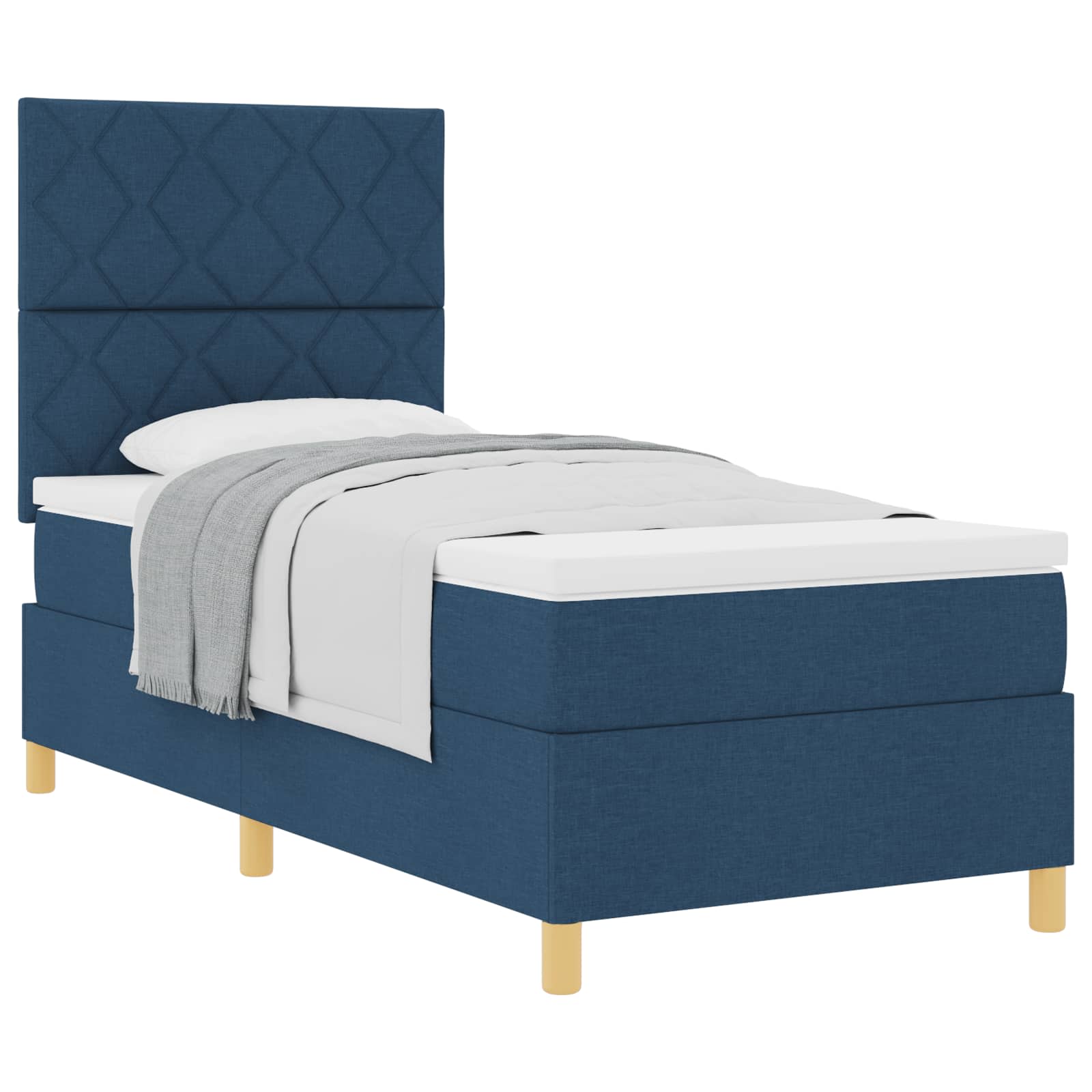 Letto a molle con testiera Blu 100 x 200 cm Tessuto | homemem39