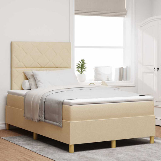 Letto a molle con testiera Crema 120 x 190 cm Tessuto | homemem39