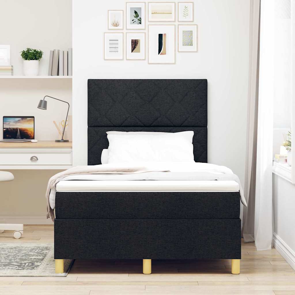 Letto a molle con testiera Nero 120 x 200 cm Tessuto | homemem39