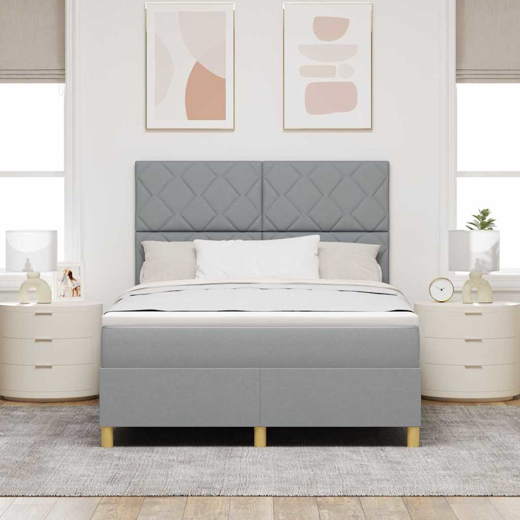 Letto a molle con testiera Grigio chiaro 160 x 200 cm Tessuto | homemem39