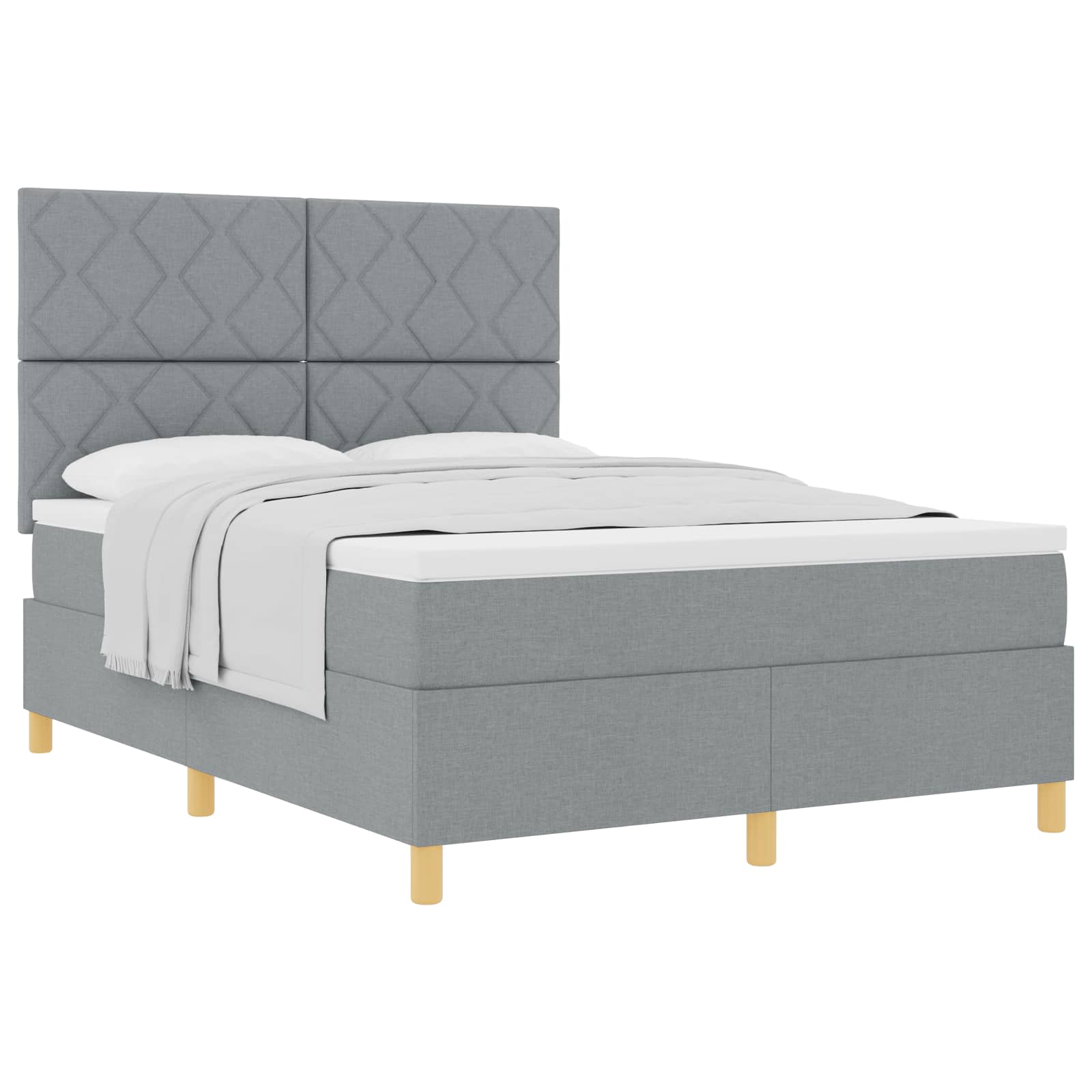 Letto a molle con testiera Grigio chiaro 160 x 200 cm Tessuto | homemem39