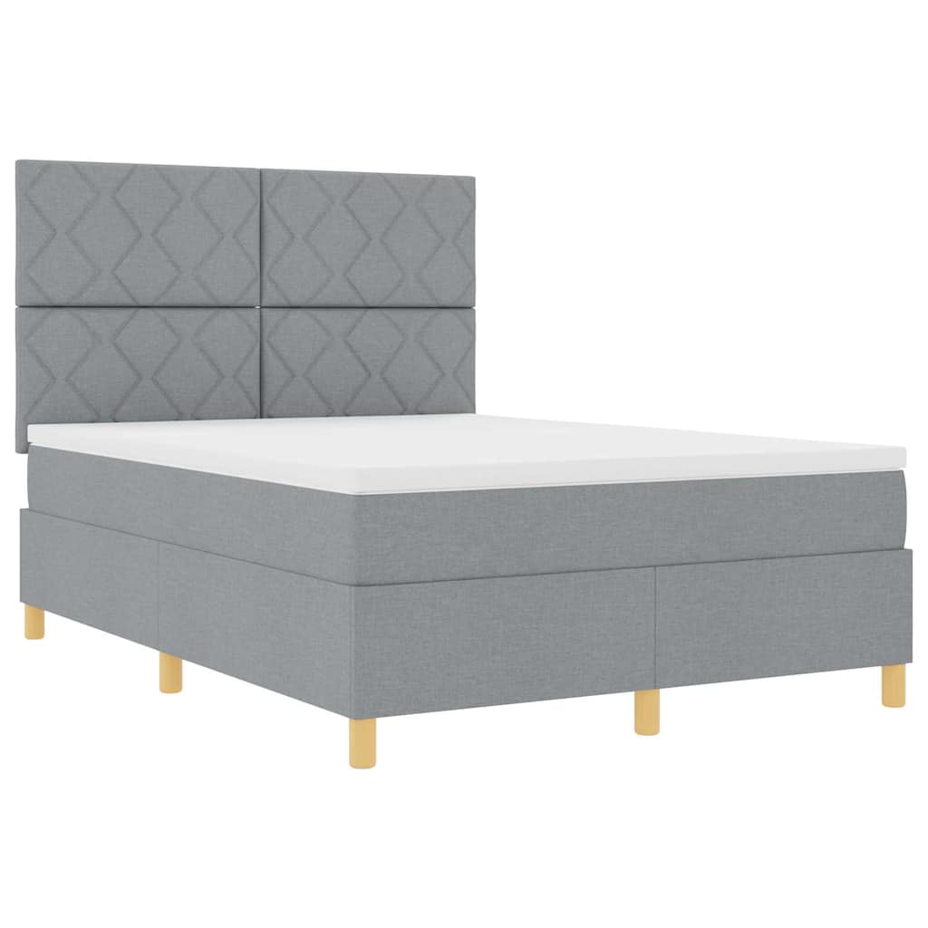 Letto a molle con testiera Grigio chiaro 160 x 200 cm Tessuto | homemem39