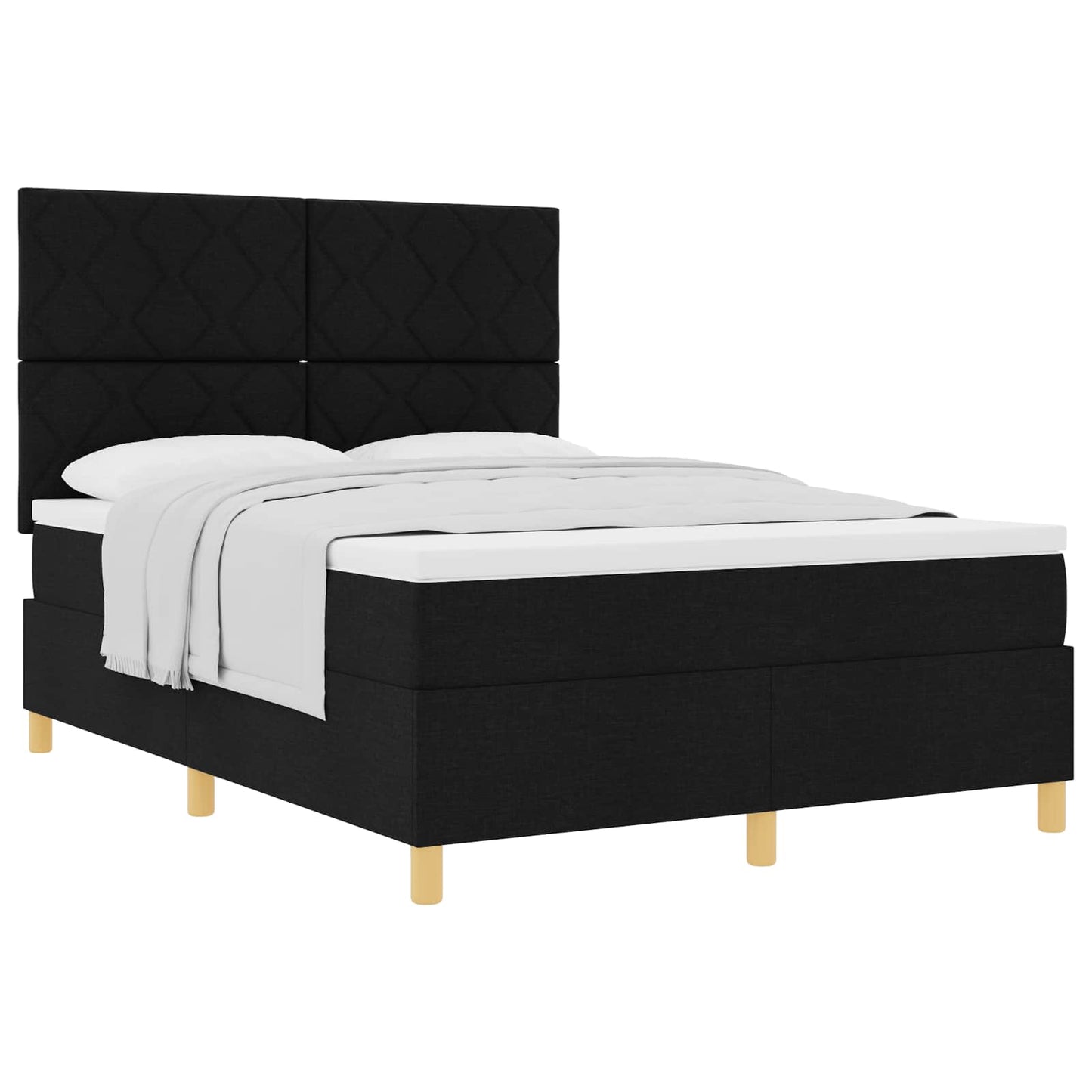 Letto a molle con testiera Nero 160 x 200 cm Tessuto