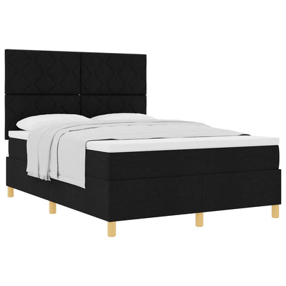Letto a molle con testiera Nero 160 x 200 cm Tessuto