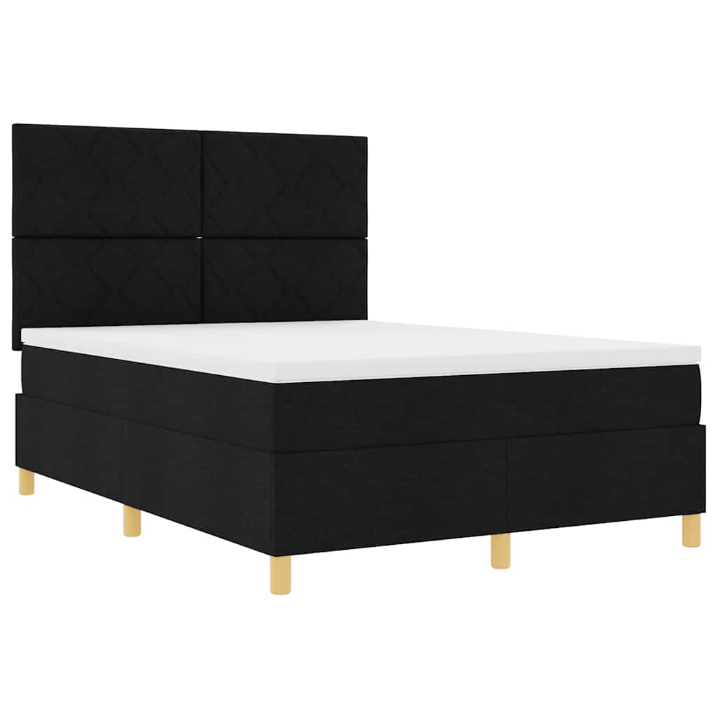 Letto a molle con testiera Nero 160 x 200 cm Tessuto | homemem39