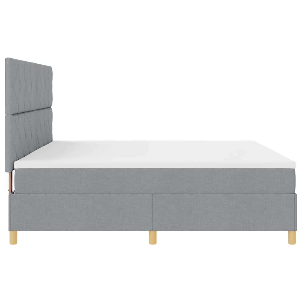 Letto a molle con testiera Grigio chiaro 200 x 200 cm Tessuto | homemem39
