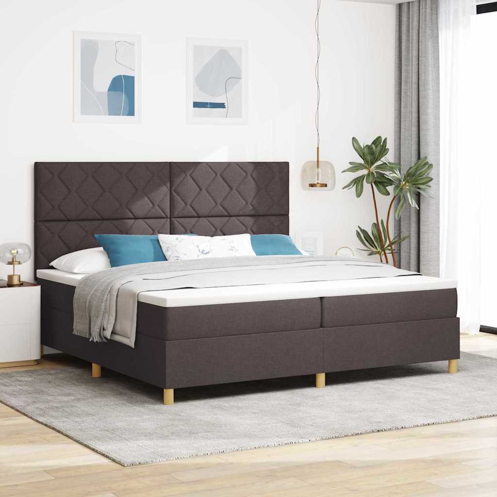 Letto a molle con testiera Marrone Scuro 200 x 200 cm Tessuto | homemem39