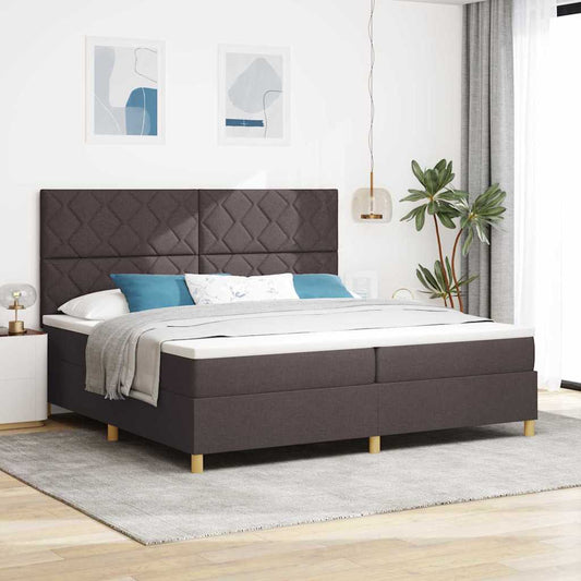 Letto a molle con testiera Marrone Scuro 200 x 200 cm Tessuto | homemem39