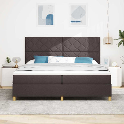 Letto a molle con testiera Marrone Scuro 200 x 200 cm Tessuto | homemem39