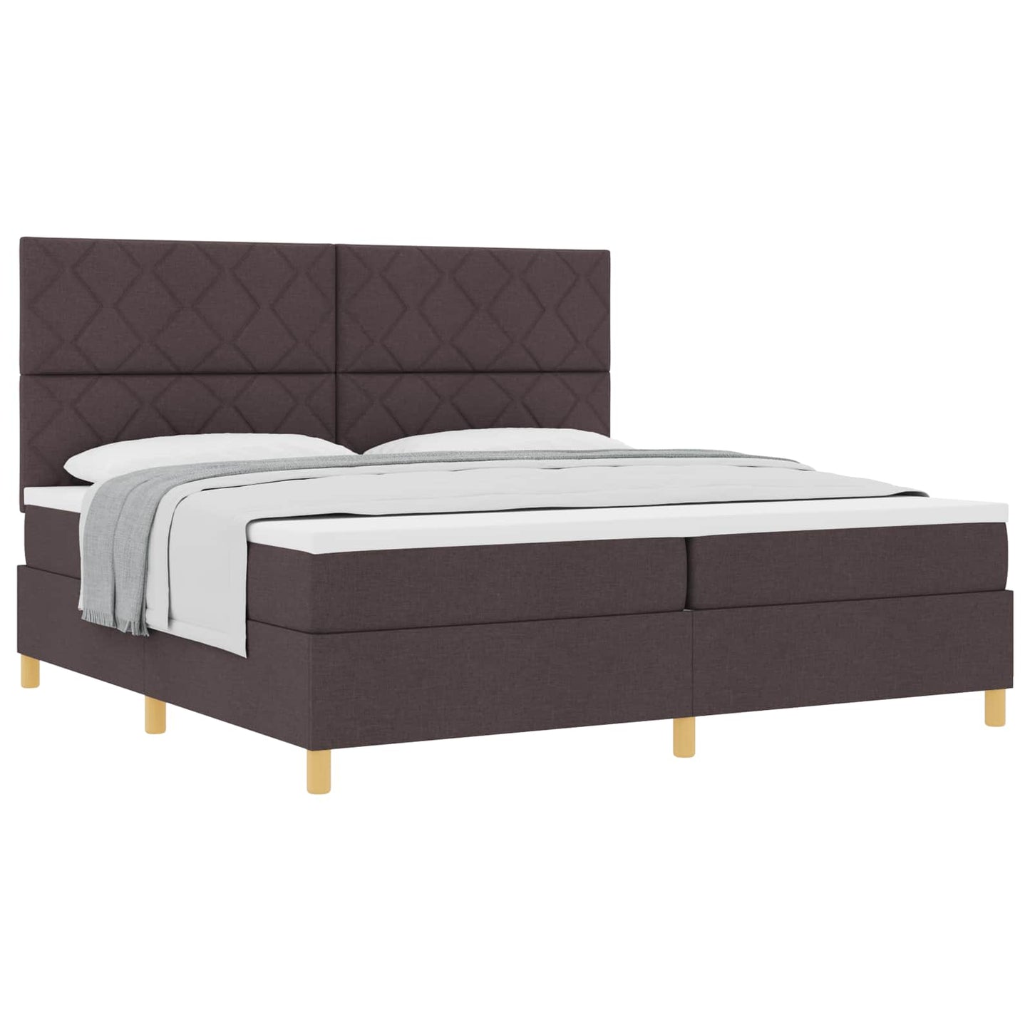 Letto a molle con testiera Marrone Scuro 200 x 200 cm Tessuto | homemem39