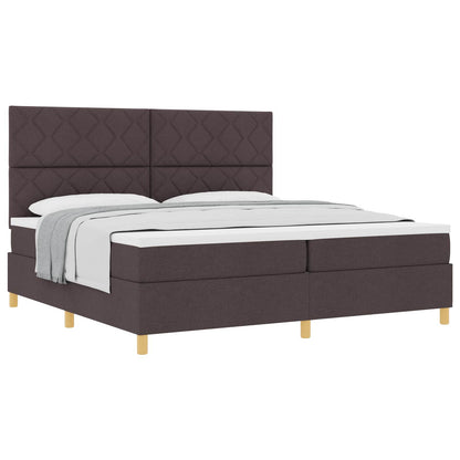 Letto a molle con testiera Marrone Scuro 200 x 200 cm Tessuto | homemem39