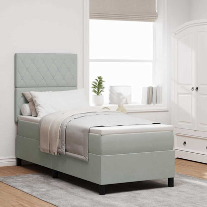 Letto a molle con materasso Grigio chiaro 80 x 200 cm Velluto | homemem39