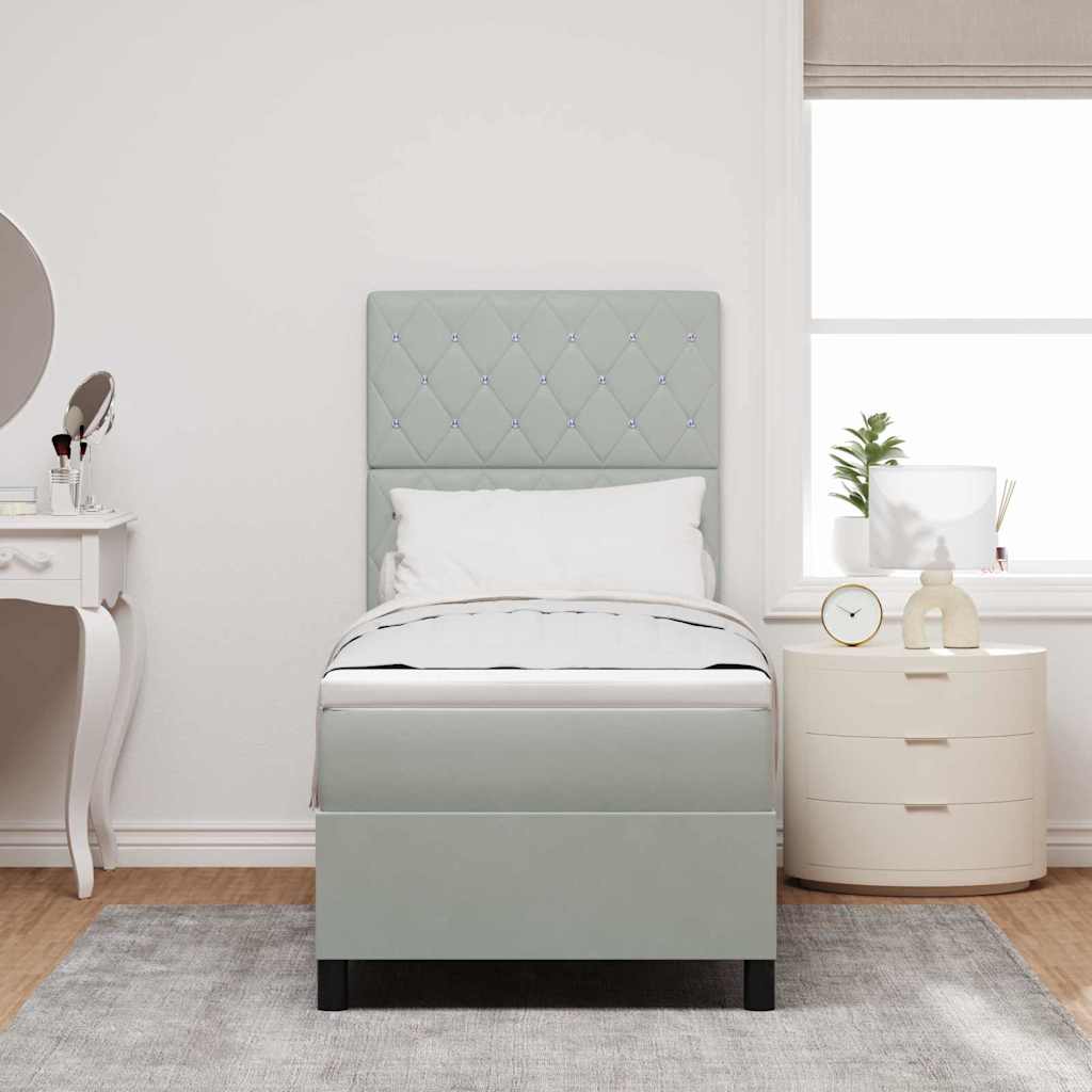 Letto a molle con materasso Grigio chiaro 80 x 200 cm Velluto | homemem39