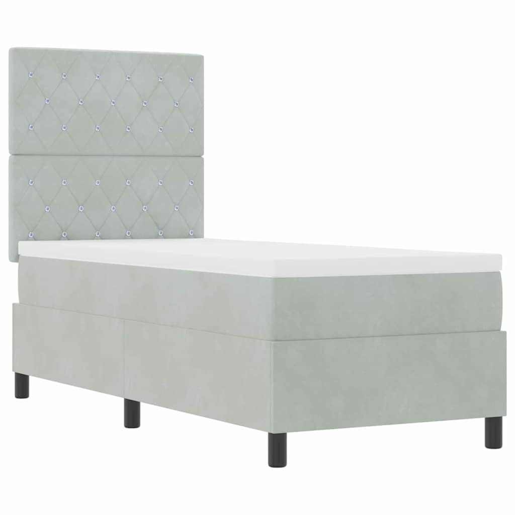 Letto a molle con materasso Grigio chiaro 80 x 200 cm Velluto | homemem39