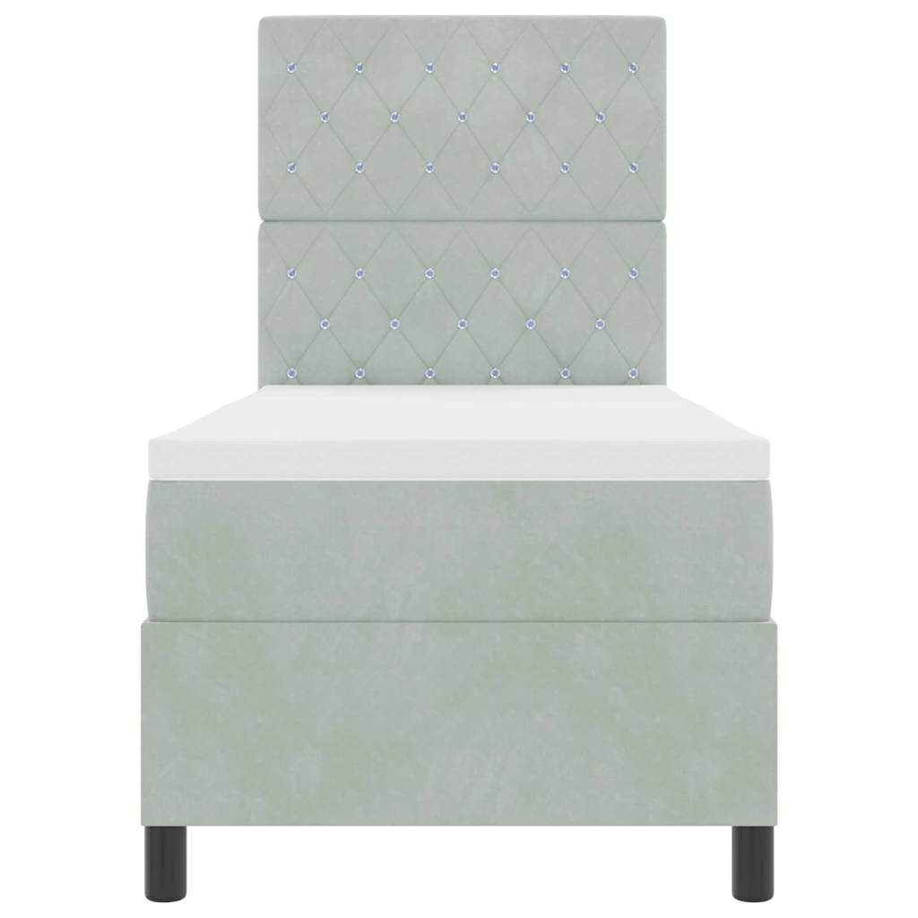 Letto a molle con materasso Grigio chiaro 80 x 200 cm Velluto | homemem39