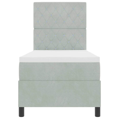 Letto a molle con materasso Grigio chiaro 80 x 200 cm Velluto | homemem39