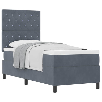 Letto a molle con materasso Grigio scuro 80 x 200 cm Velluto | homemem39