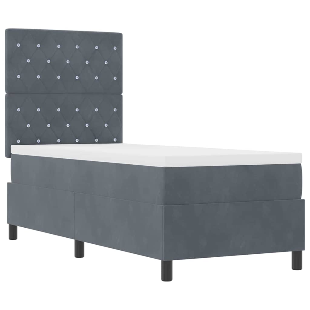 Letto a molle con materasso Grigio scuro 80 x 200 cm Velluto | homemem39