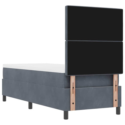 Letto a molle con materasso Grigio scuro 80 x 200 cm Velluto | homemem39