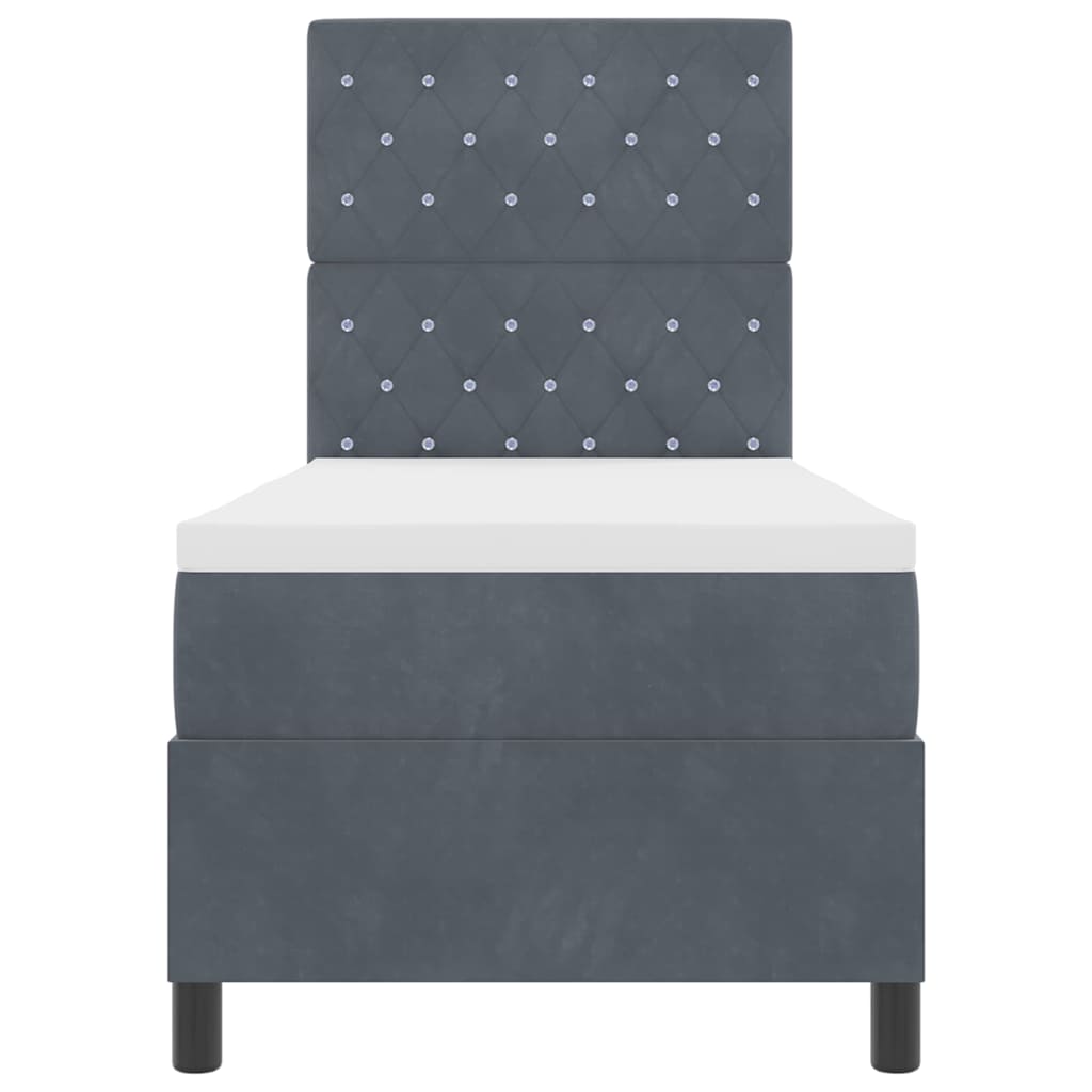 Letto a molle con materasso Grigio scuro 80 x 200 cm Velluto | homemem39