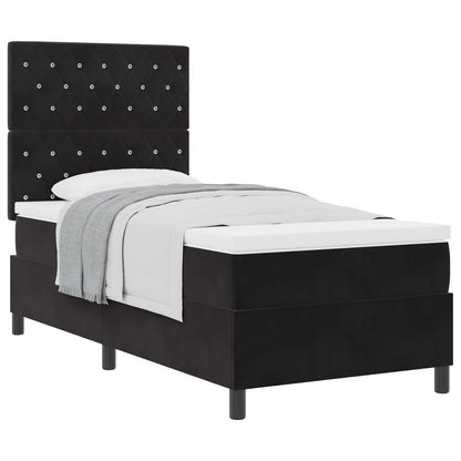 Letto a molle con materasso Nero 90 x 200 cm Velluto