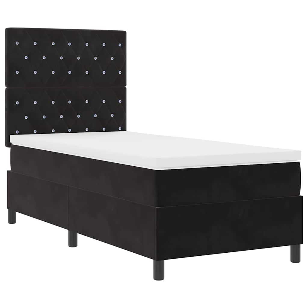 Letto a molle con materasso Nero 90 x 200 cm Velluto | homemem39