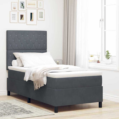 Letto a molle con materasso Grigio scuro 100 x 200 cm Velluto | homemem39