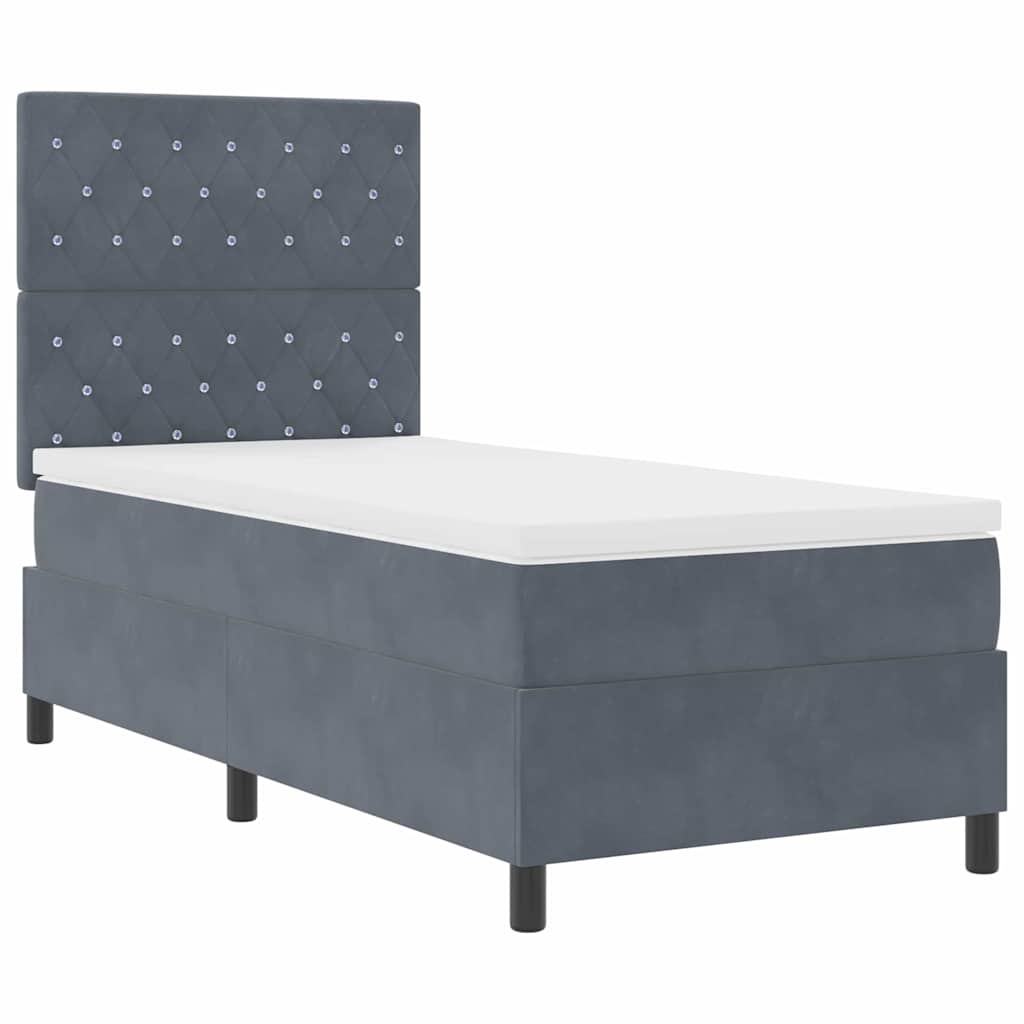 Letto a molle con materasso Grigio scuro 100 x 200 cm Velluto | homemem39