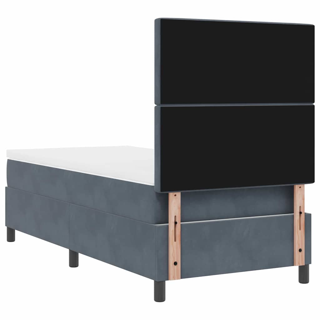 Letto a molle con materasso Grigio scuro 100 x 200 cm Velluto | homemem39