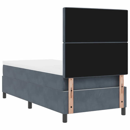 Letto a molle con materasso Grigio scuro 100 x 200 cm Velluto | homemem39