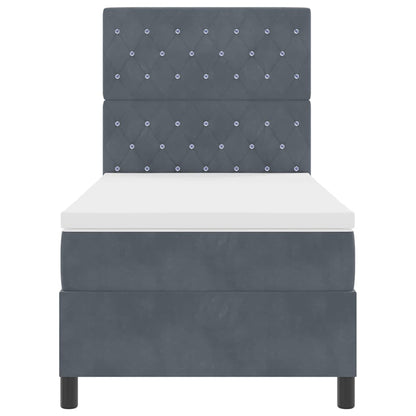 Letto a molle con materasso Grigio scuro 100 x 200 cm Tessuto