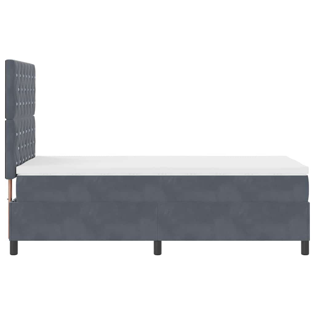 Letto a molle con materasso Grigio scuro 100 x 200 cm Velluto | homemem39