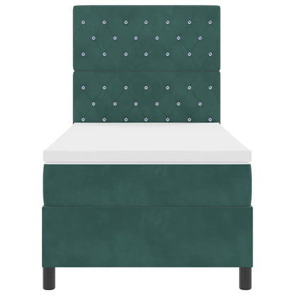 Letto a molle con materasso Verde Scuro 100 x 200 cm Velluto | homemem39