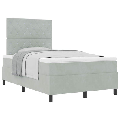 Letto a molle con materasso Grigio chiaro 120 x 190 cm Velluto | homemem39