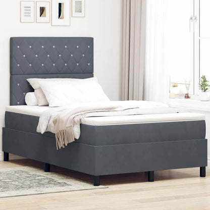 Letto a molle con materasso Grigio scuro 120 x 190 cm Velluto