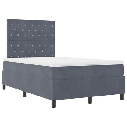 Letto a molle con materasso Grigio scuro 120 x 190 cm Velluto | homemem39
