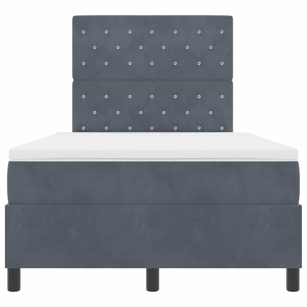 Letto a molle con materasso Grigio scuro 120 x 190 cm Velluto | homemem39