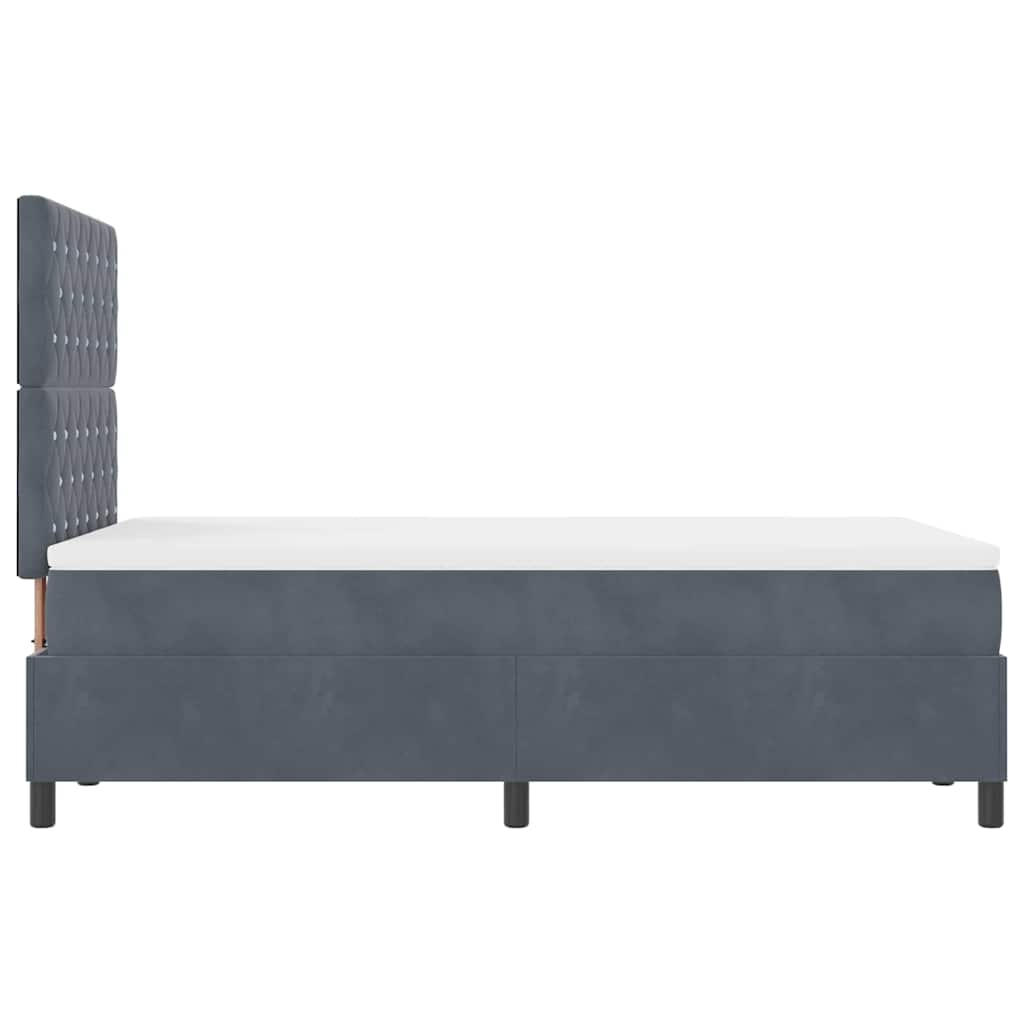 Letto a molle con materasso Grigio scuro 120 x 190 cm Velluto | homemem39