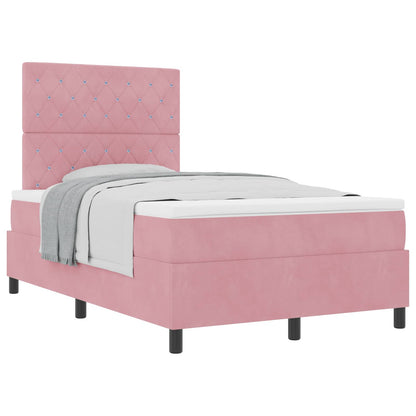 Letto a molle con materasso Rosa 120 x 190 cm Velluto | homemem39