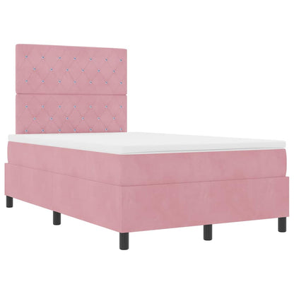Letto a molle con materasso Rosa 120 x 190 cm Velluto | homemem39