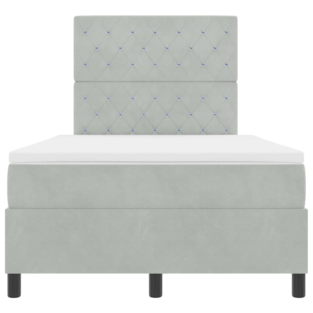 Letto a molle con materasso Grigio chiaro 120 x 200 cm Tessuto